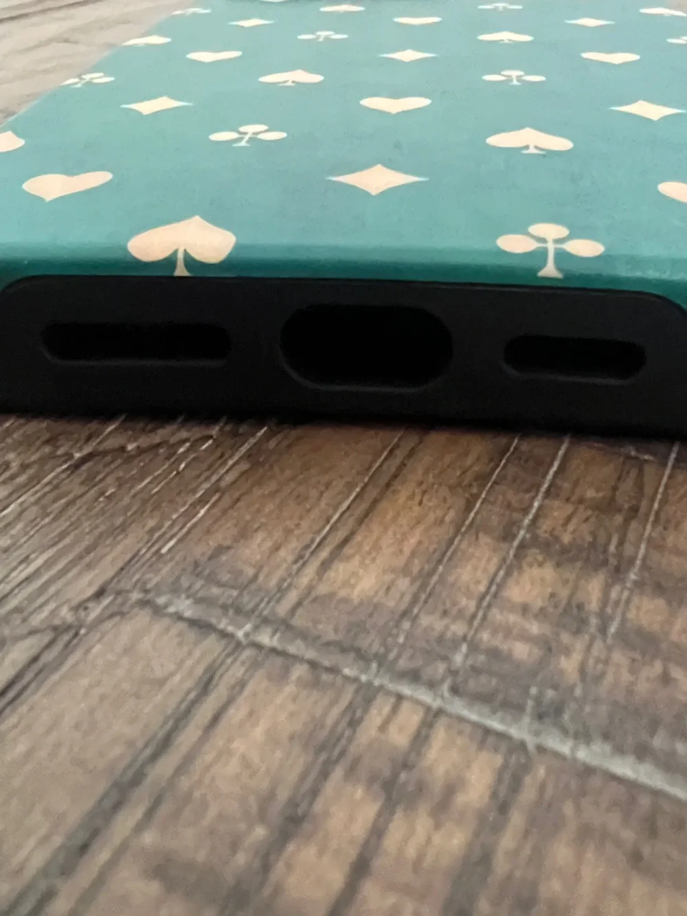 Casely Teal Card-Suit Pattern iPhone Case with Cream Accents iPhone 14 Pro Max